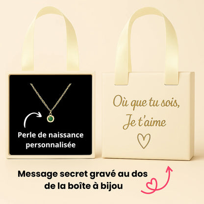 Collier Perle de Naissance avec Message Secret - L’Amour Caché dans une Boîte